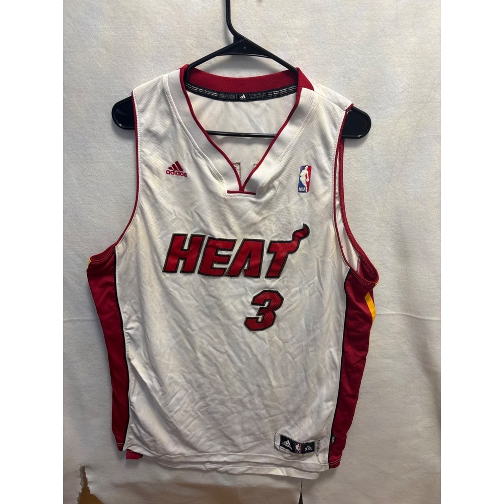 Adidas‎ Miami Heat Dwyane Wade NBA Jersey Mens XXL White Good #3 Swingman